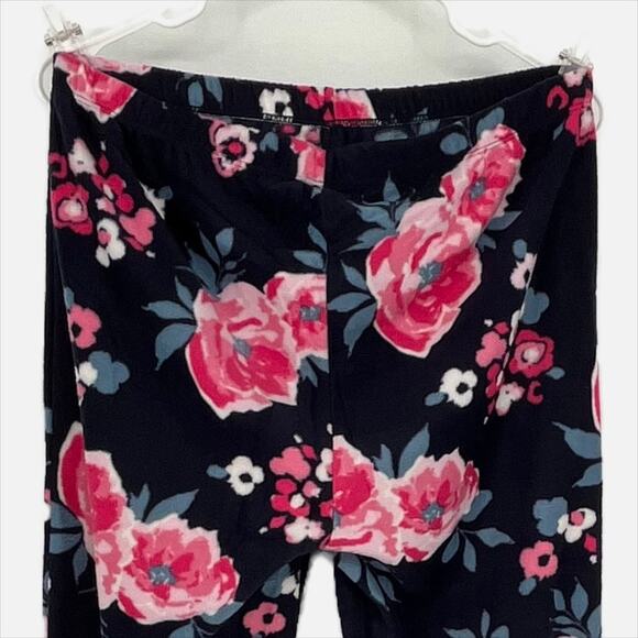 ET TU Floral Fleece Pant in Navy Blue and Pink Size Large - Picture 2 of 9